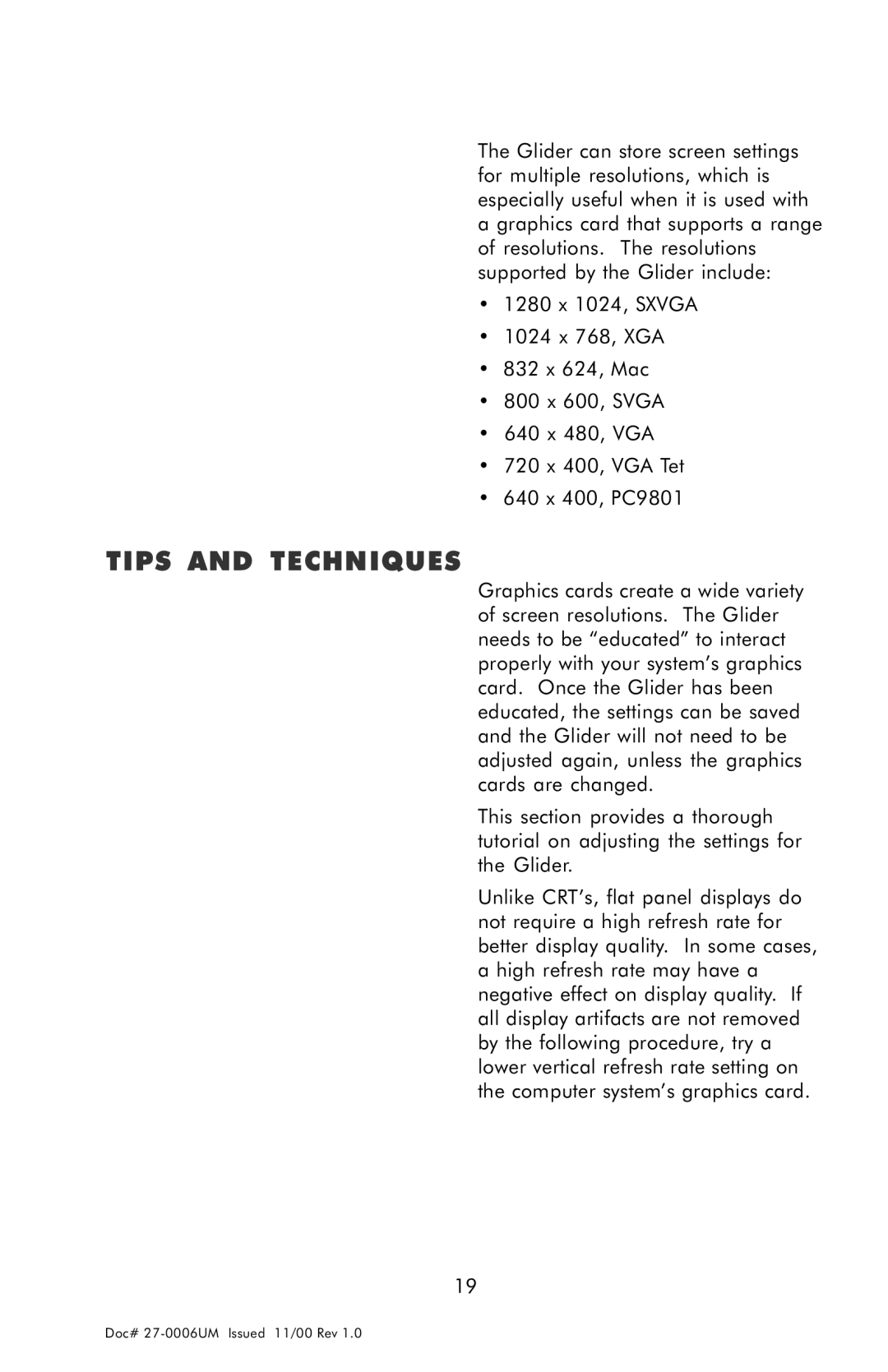 Z Microsystems GLIDER 20 manual Tips and Techniques 