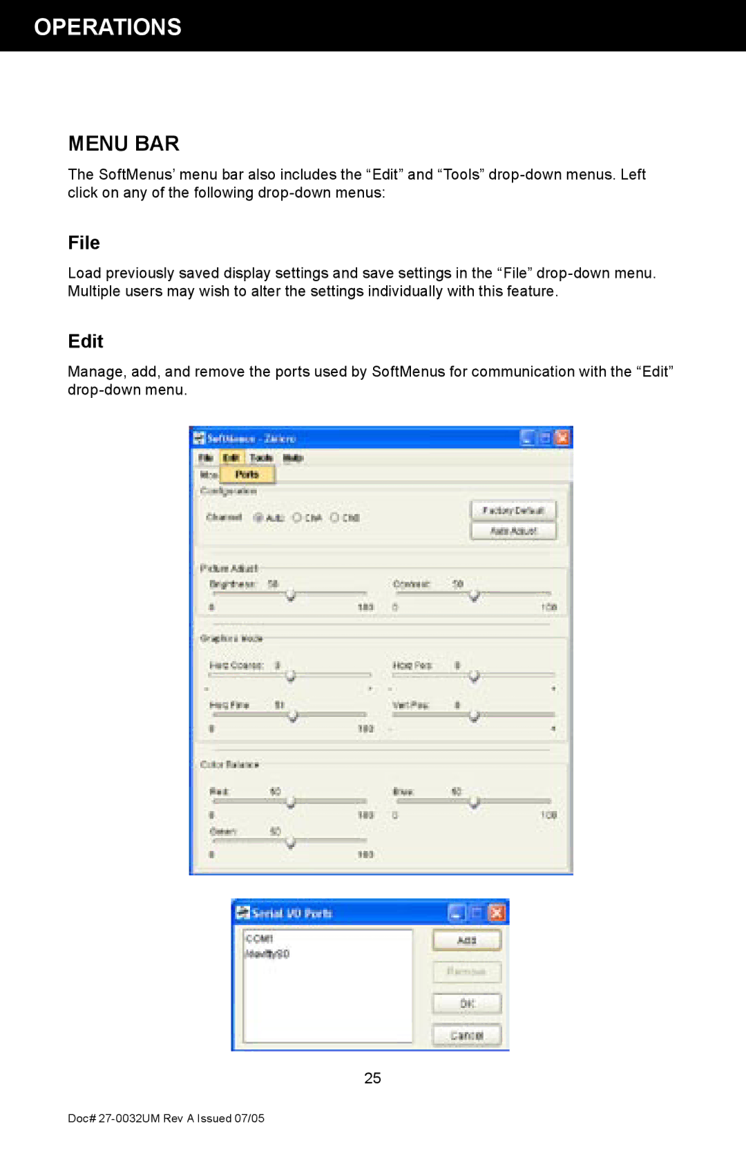 Z Microsystems SL manual Menu BAR, File, Edit 