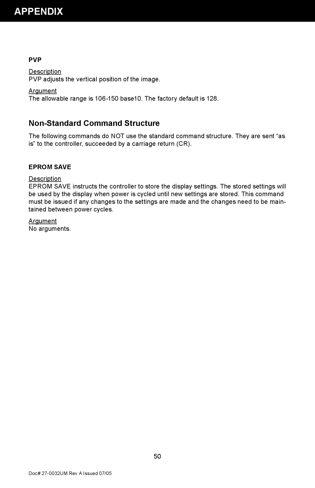 Z Microsystems SL manual Non-Standard Command Structure, Pvp 