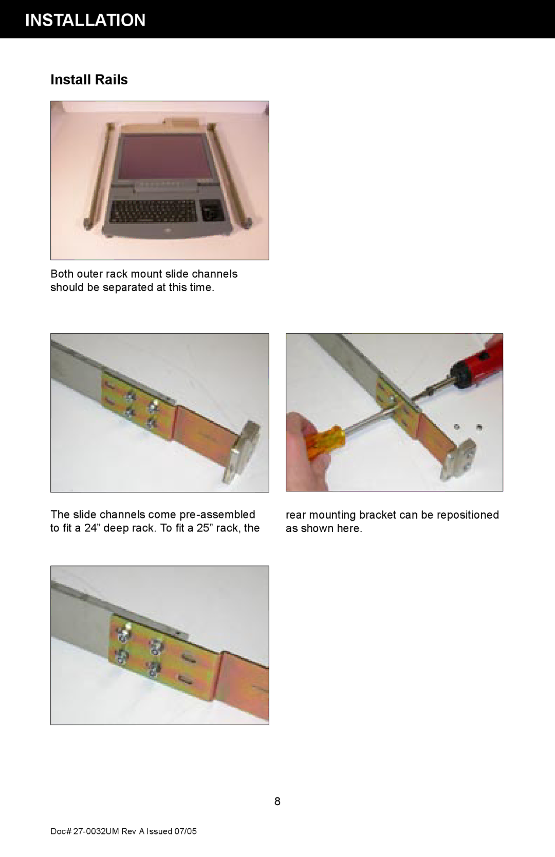 Z Microsystems SL manual Install Rails 