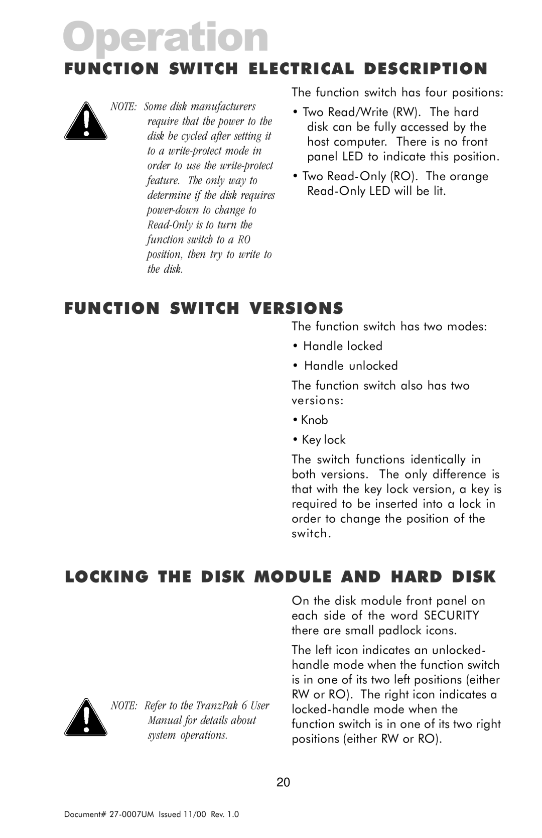 Z Microsystems ZX Station manual Function Switch Electrical Description, Function Switch Versions 