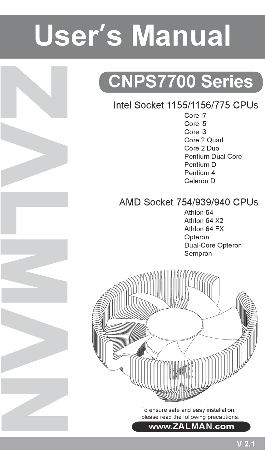 ZALMAN CNPS7700 user manual User’s Manual 