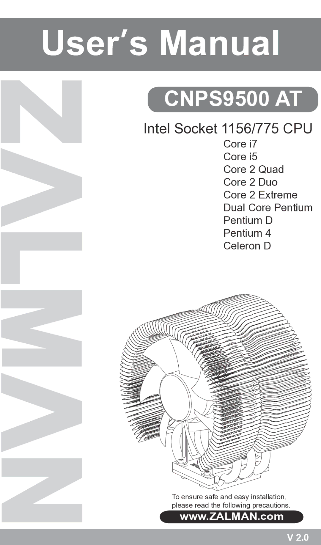 ZALMAN CNPS9500 AT user manual User’s Manual 