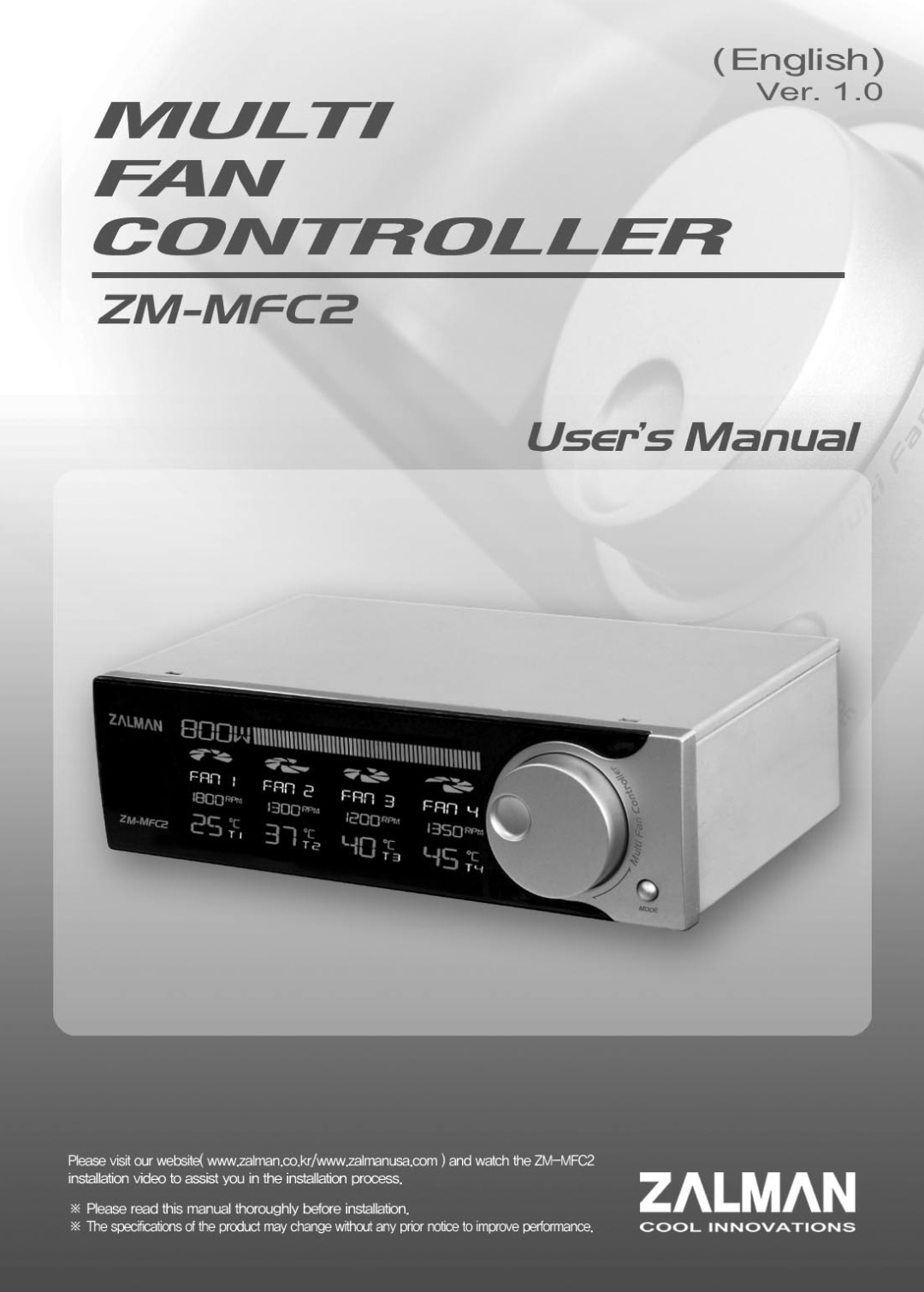 ZALMAN Multi Fan Controller, ZM-MFC2 manual 