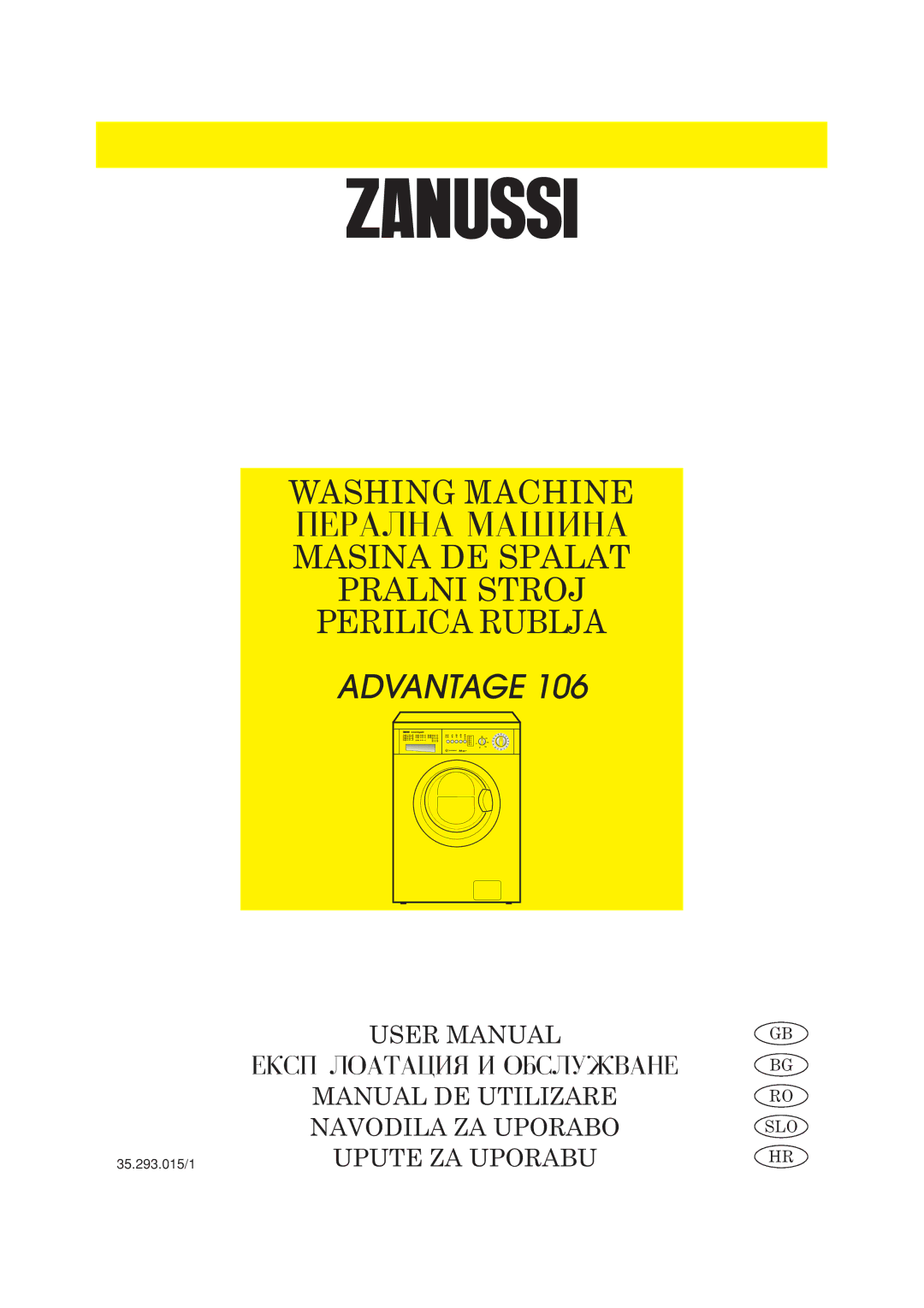 Zanussi 106 user manual Washing Machine 