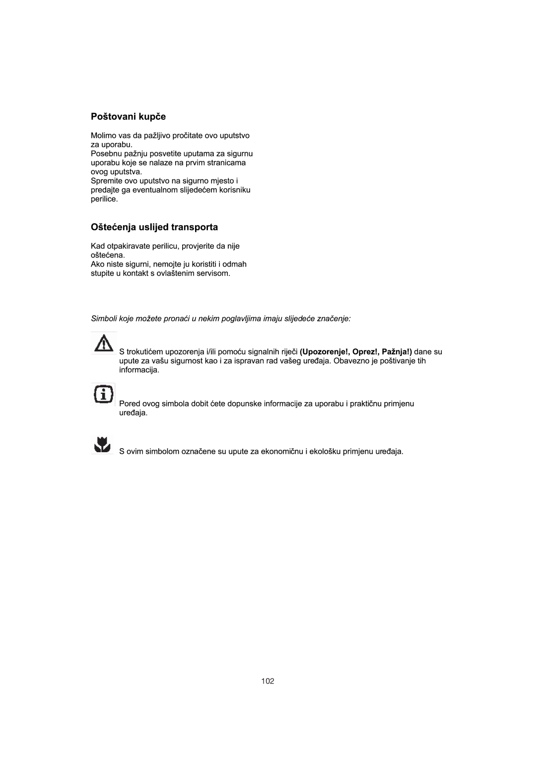 Zanussi 106 user manual 102 