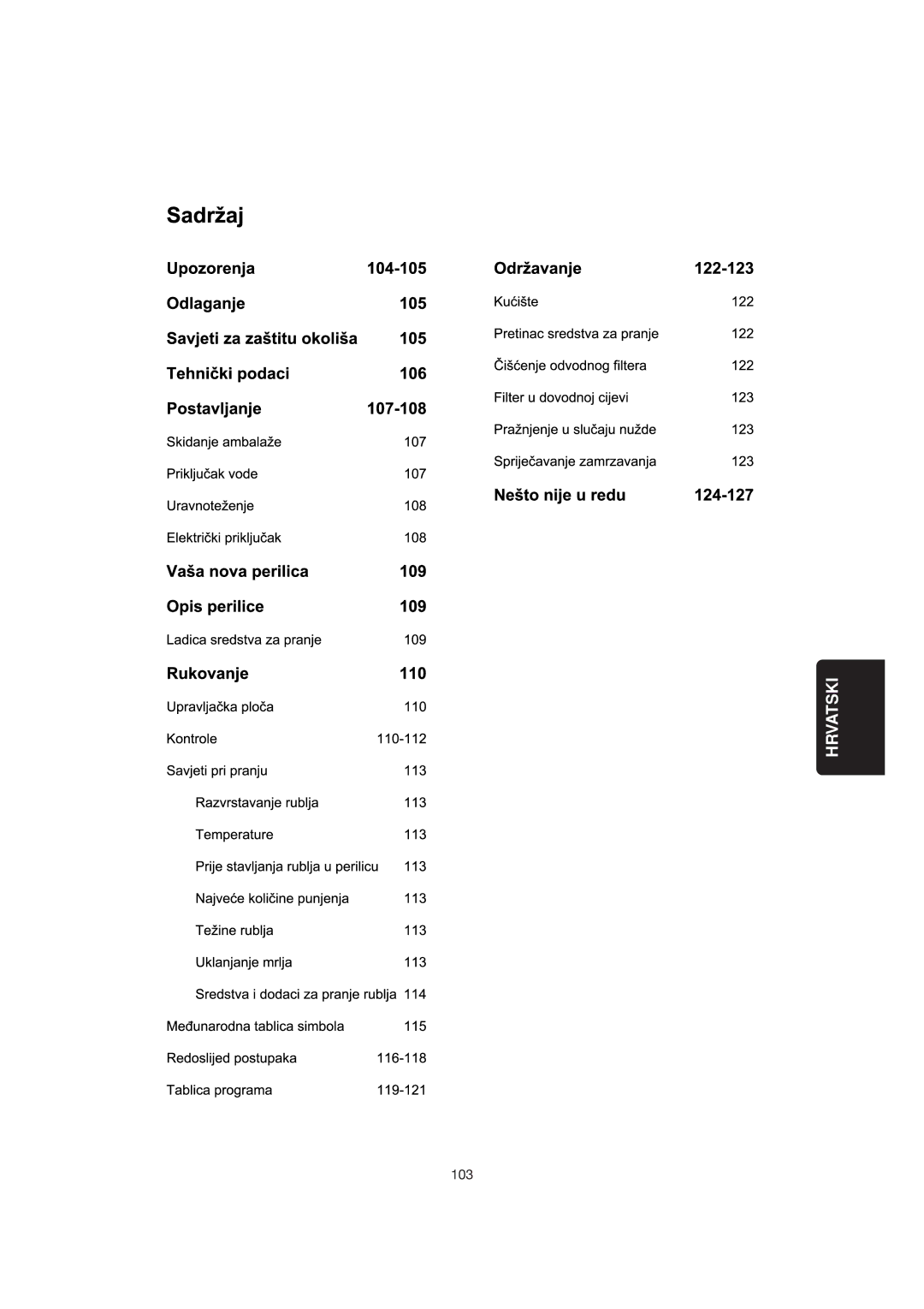 Zanussi 106 user manual Hrvatski 