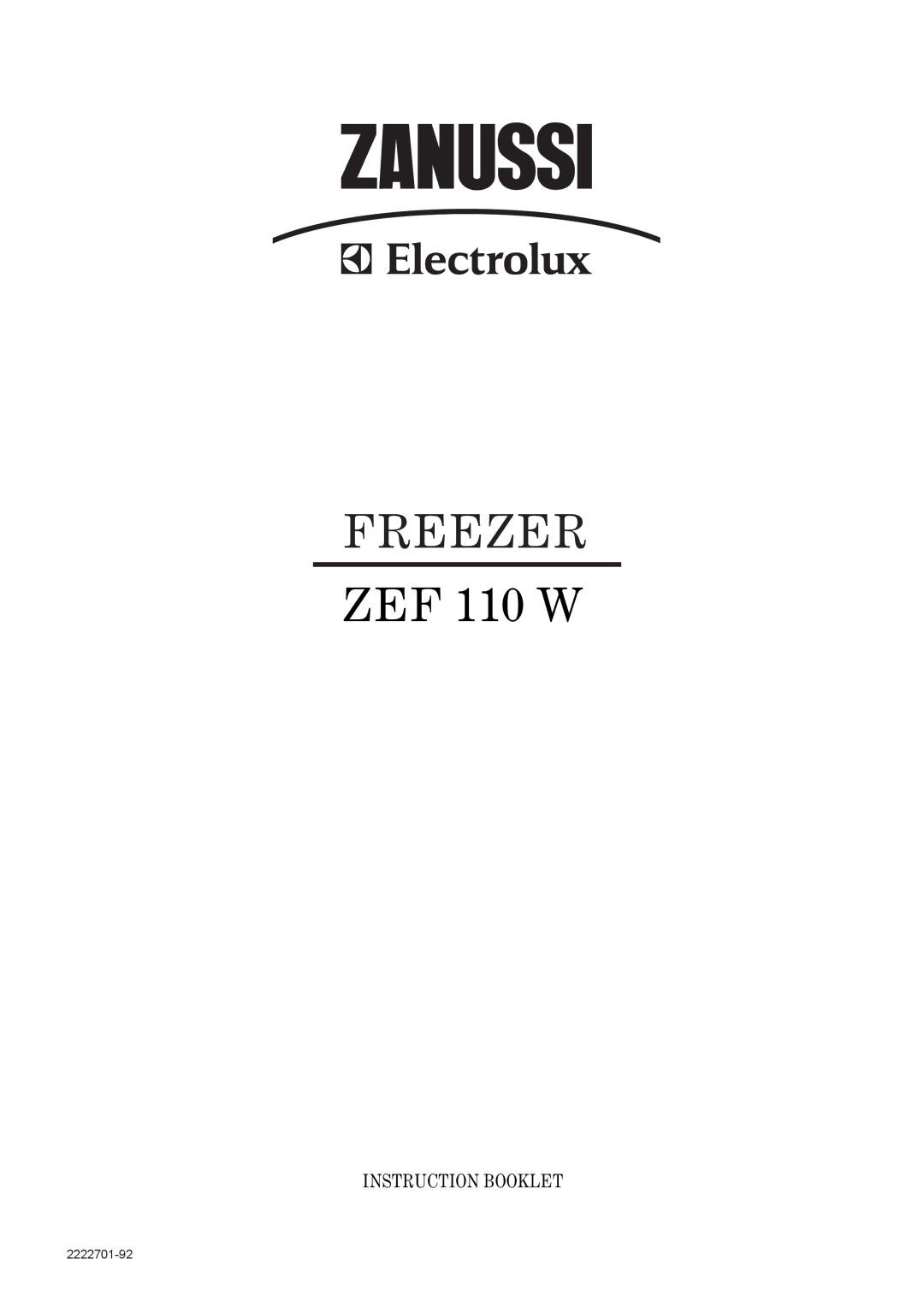 Zanussi 110 W manual Freezer 