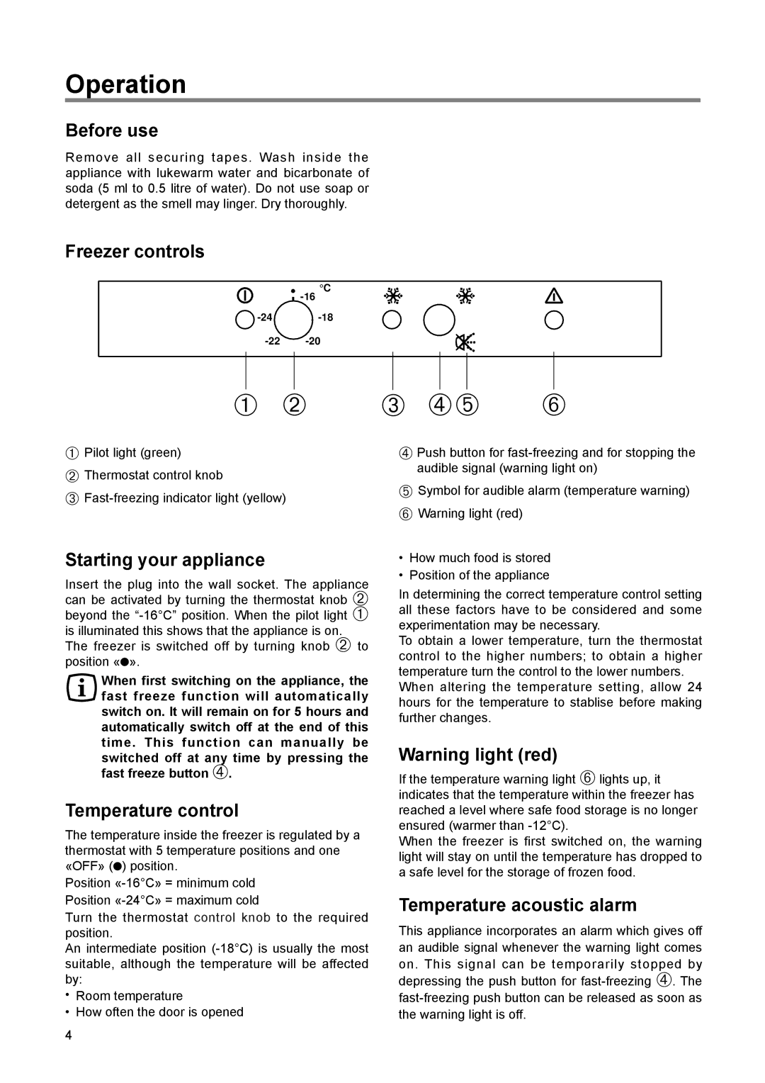 Zanussi 110 W manual Operation 