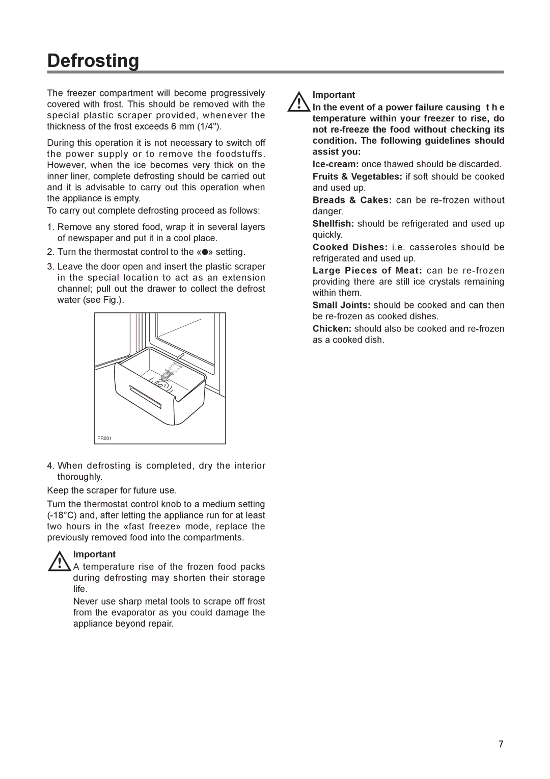 Zanussi 110 W manual Defrosting 