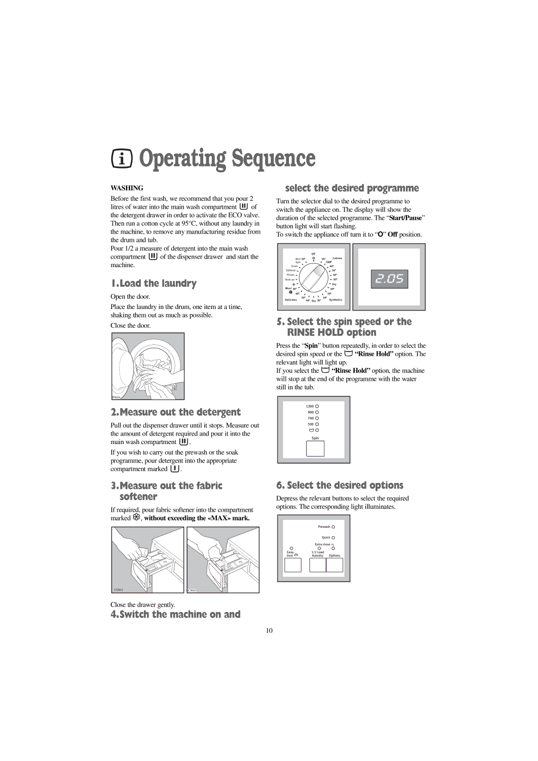 Zanussi 1262 S, 1262 W manual Operating Sequence 