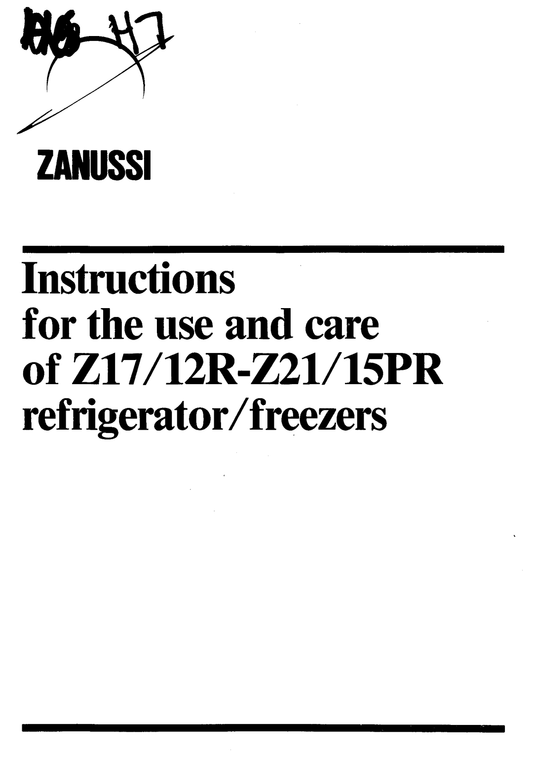 Zanussi Z17, 12R-Z21 manual 