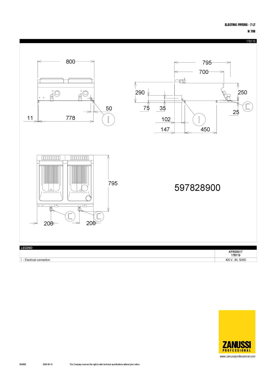 Zanussi 178121, 178119, 178132, 178131, 178120, 178118, KFRE481T2, KFRE8312, KFRE831T dimensions 597828900 