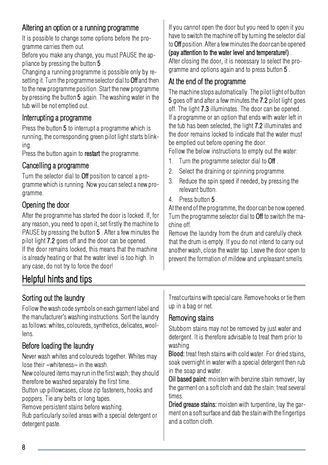 Zanussi 192994960-00-202009 user manual Helpful hints and tips 