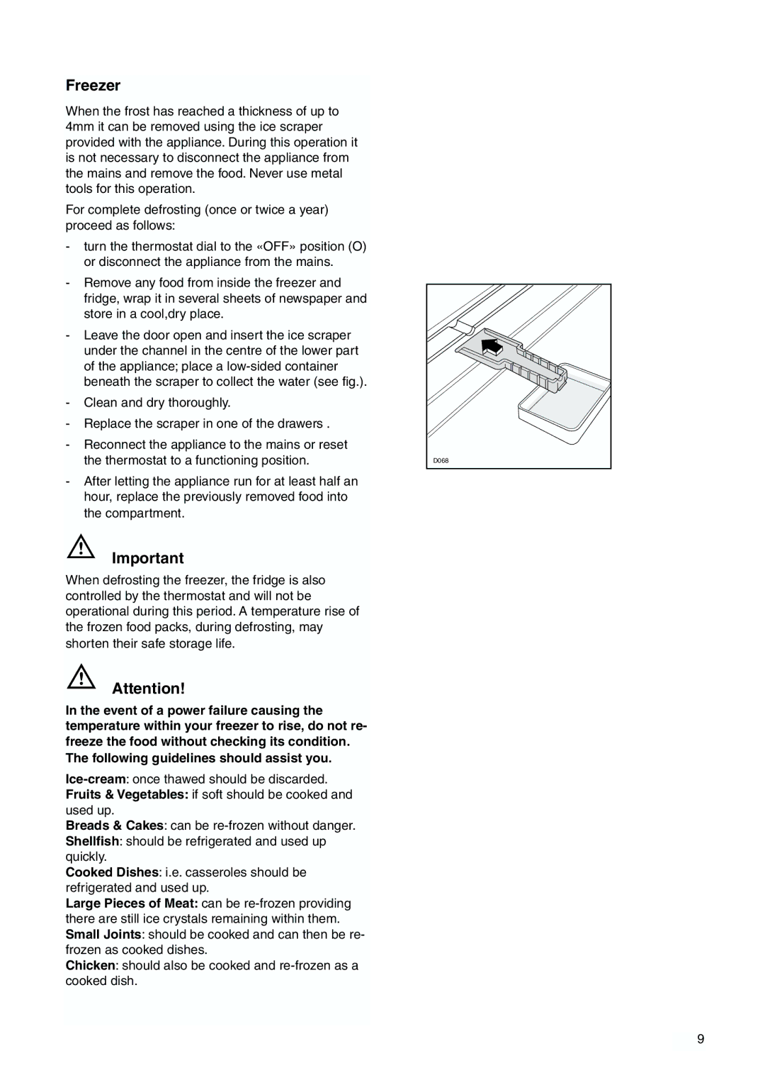 Zanussi 2223 265-44 user manual Freezer 