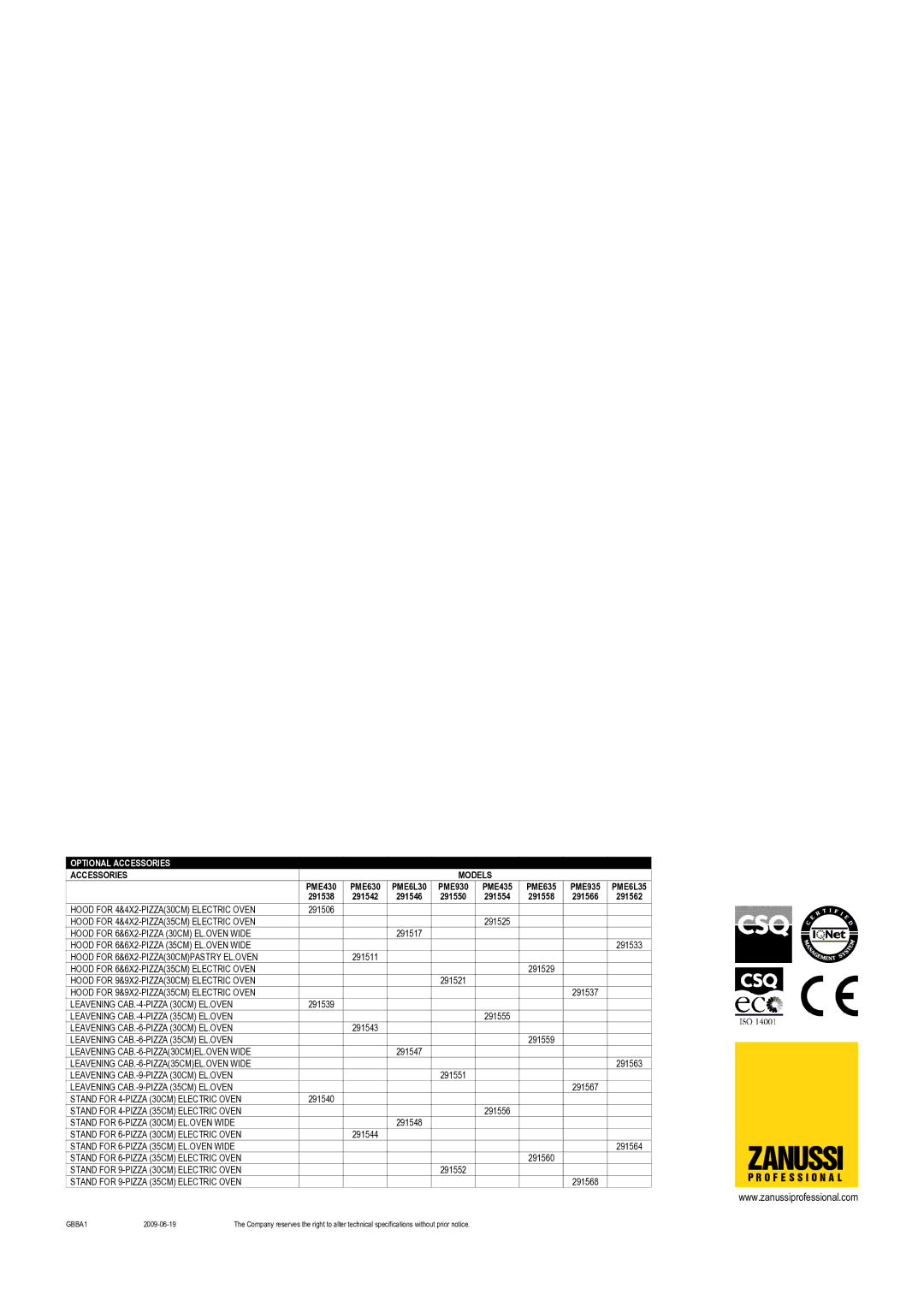 Zanussi 291554, 291562, 291558, 291546, 291538, 291550, 291566, PME930, PME935, PME435, PME6L35, PME635, PME630, PME430, 291542 Zanussi 