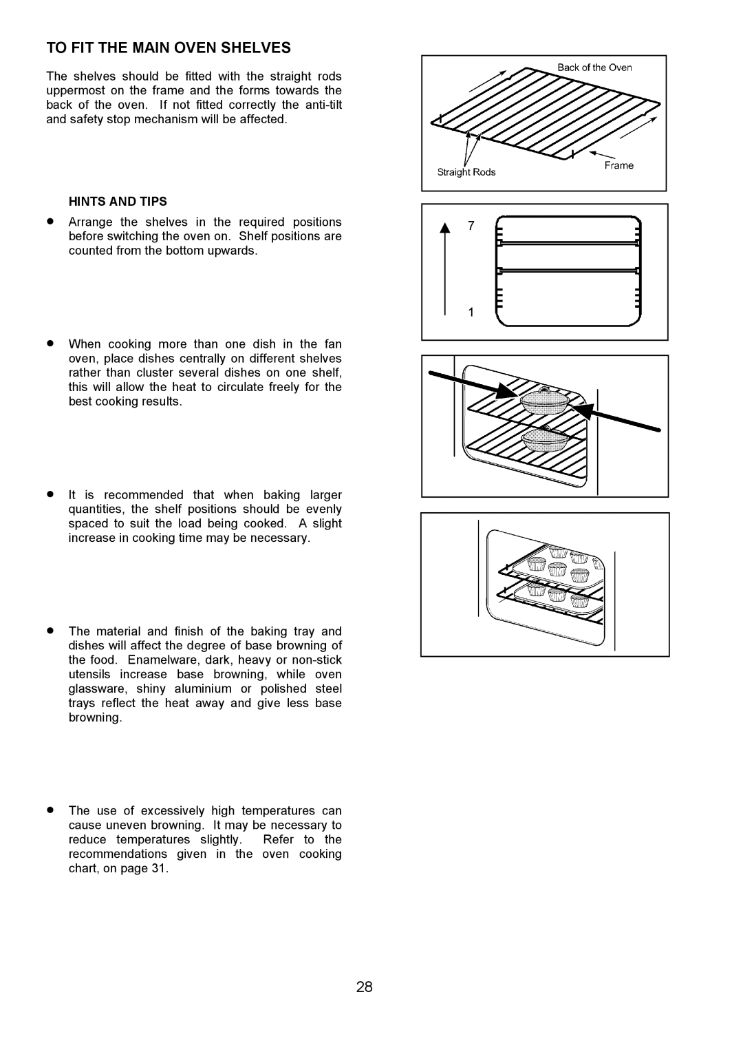 Zanussi 311608901 manual To FIT the Main Oven Shelves 