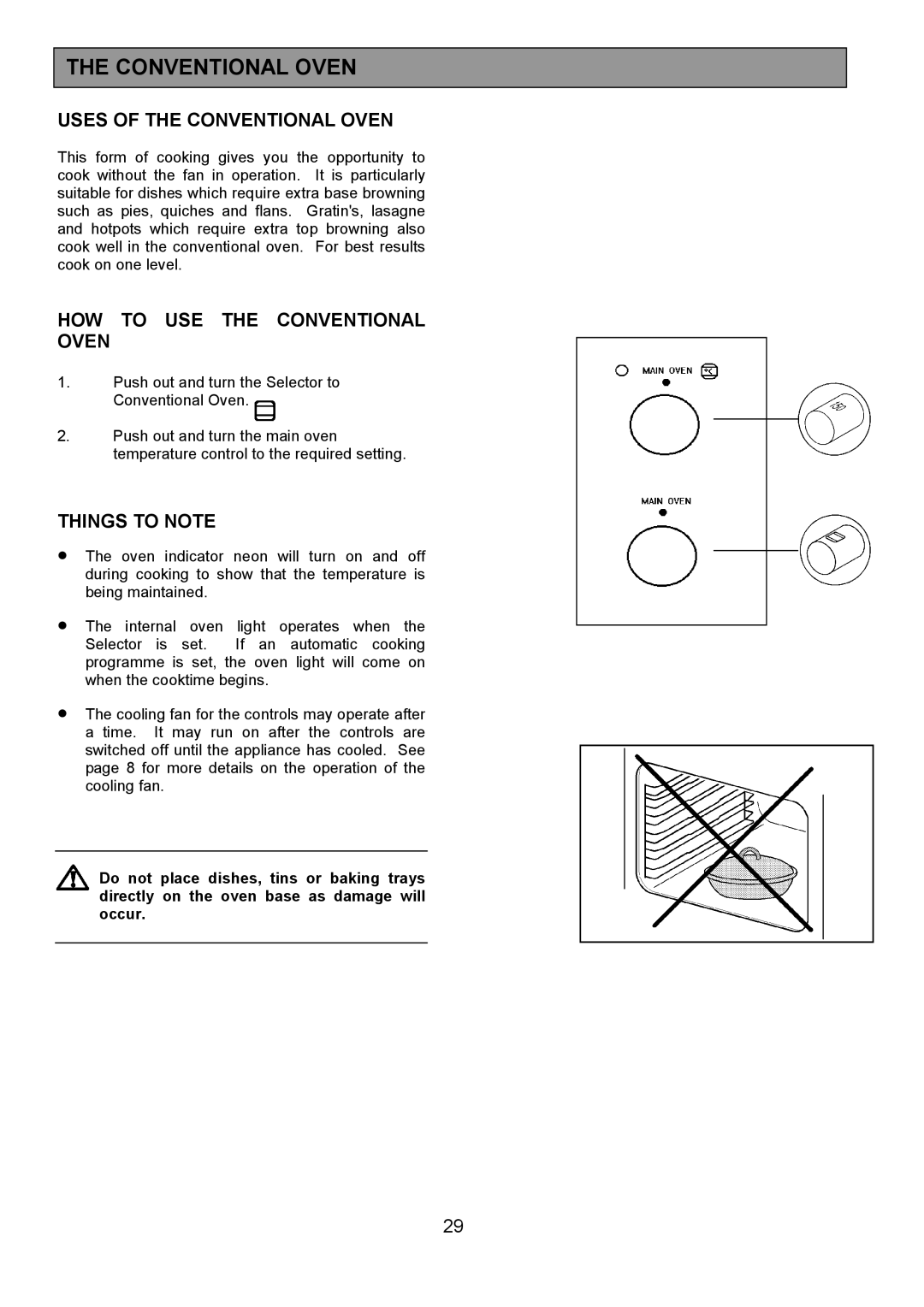 Zanussi 311608901 manual Uses of the Conventional Oven 