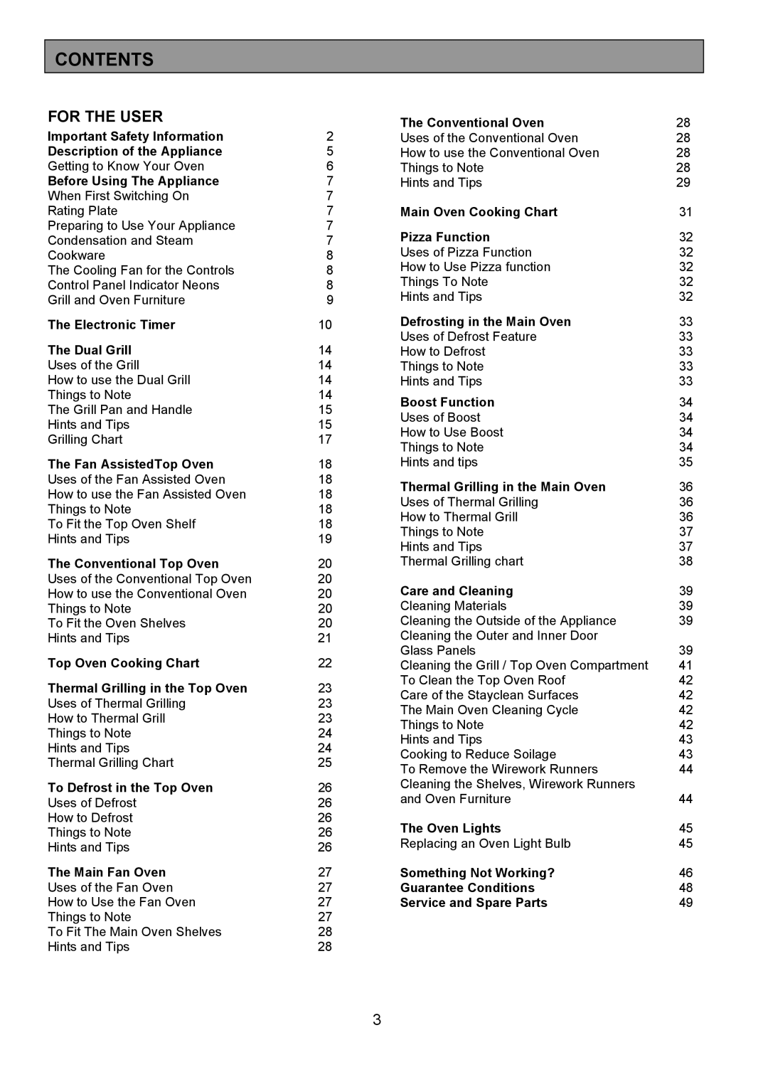 Zanussi 311608901 manual Contents 