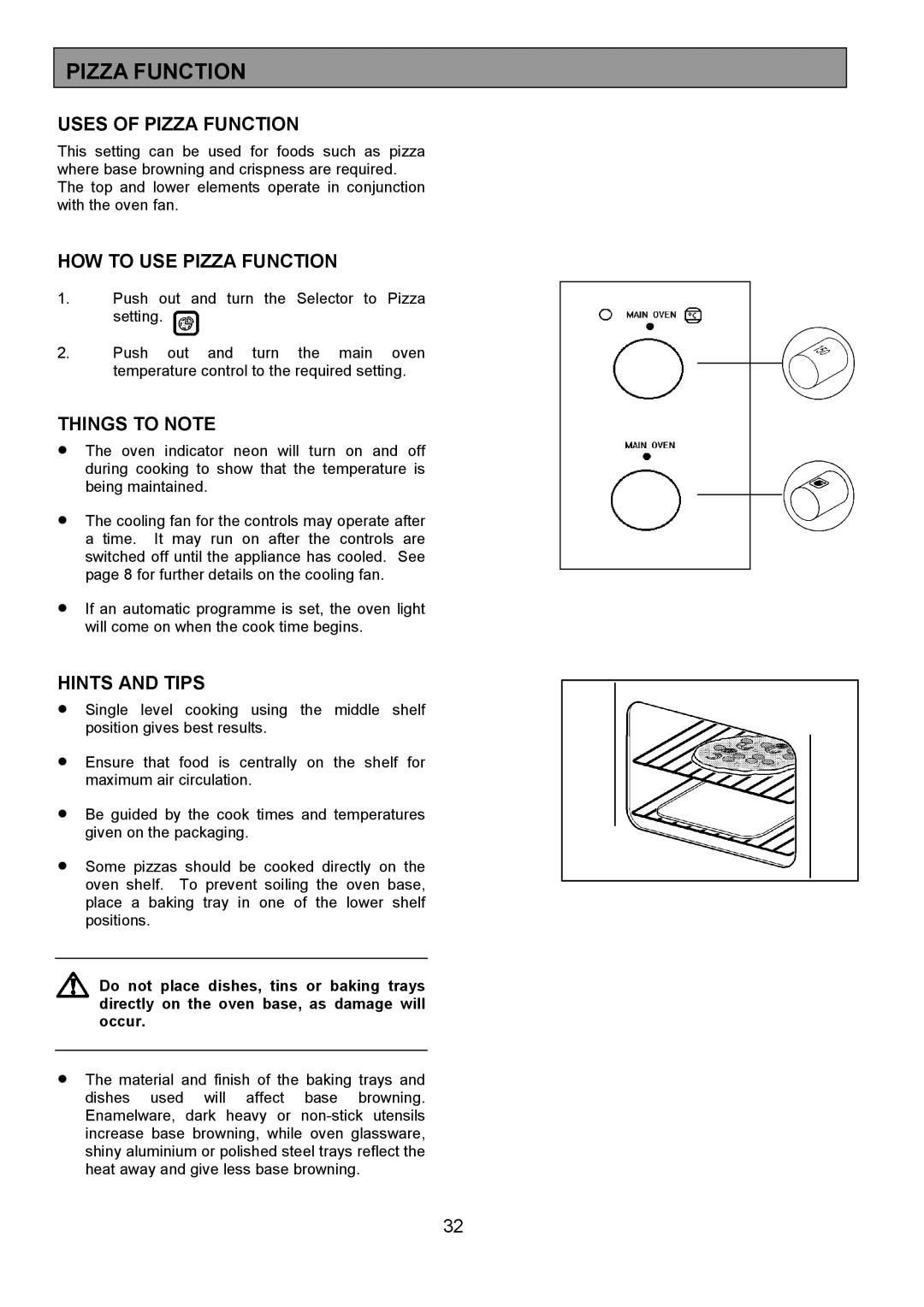 Zanussi 311608901 manual Uses of Pizza Function, HOW to USE Pizza Function 