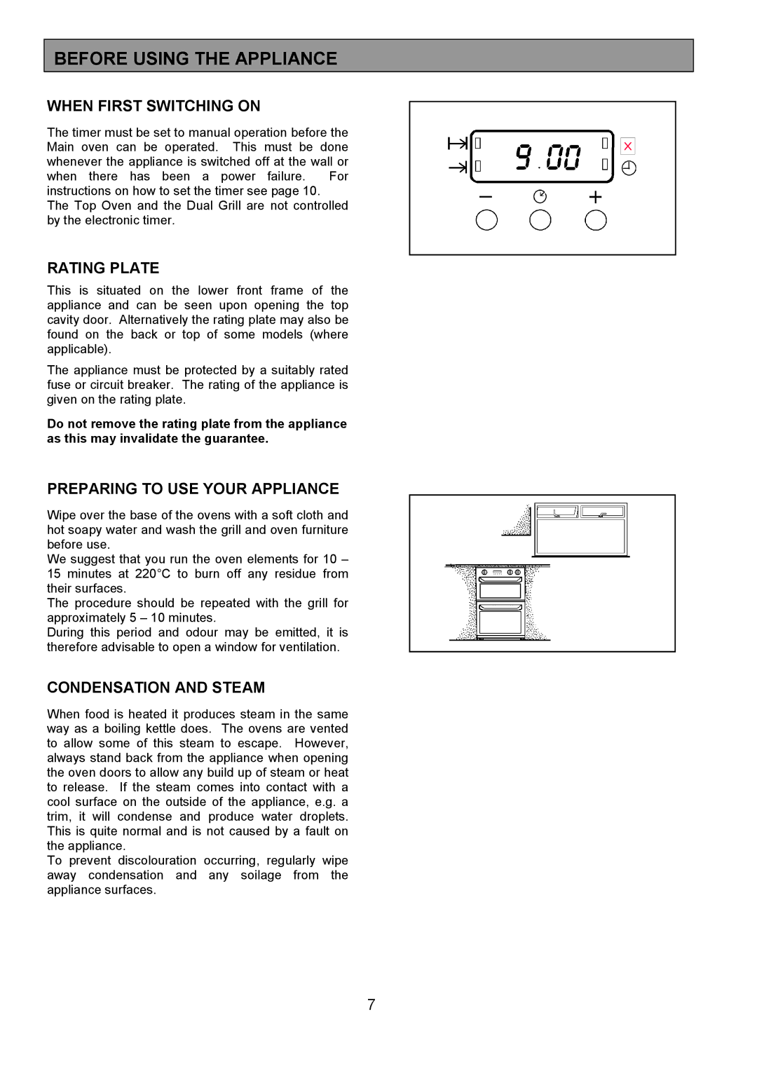 Zanussi 311608901 manual Before Using the Appliance, When First Switching on, Rating Plate, Preparing to USE Your Appliance 