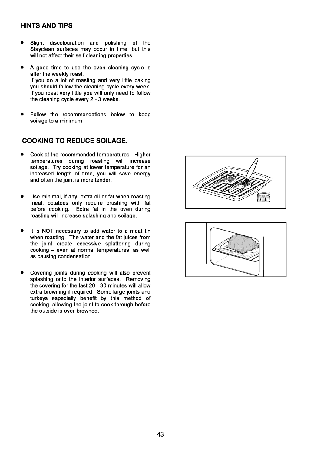 Zanussi 311608901 manual Cooking To Reduce Soilage, Hints And Tips 