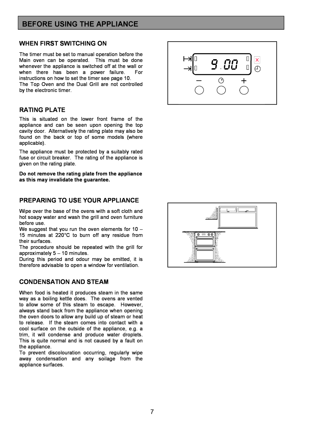 Zanussi 311608901 manual Before Using The Appliance, When First Switching On, Rating Plate, Preparing To Use Your Appliance 