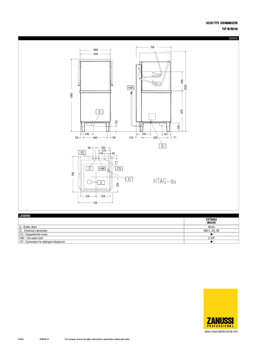 Zanussi 504241, 504242, 504238, ZHTAIAU, ZHTAID, ZHTA60, 504243 dimensions 504240 