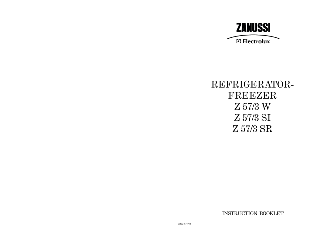 Zanussi Z 57/3 W Z, 57/3 SI manual Refrigerator Freezer 