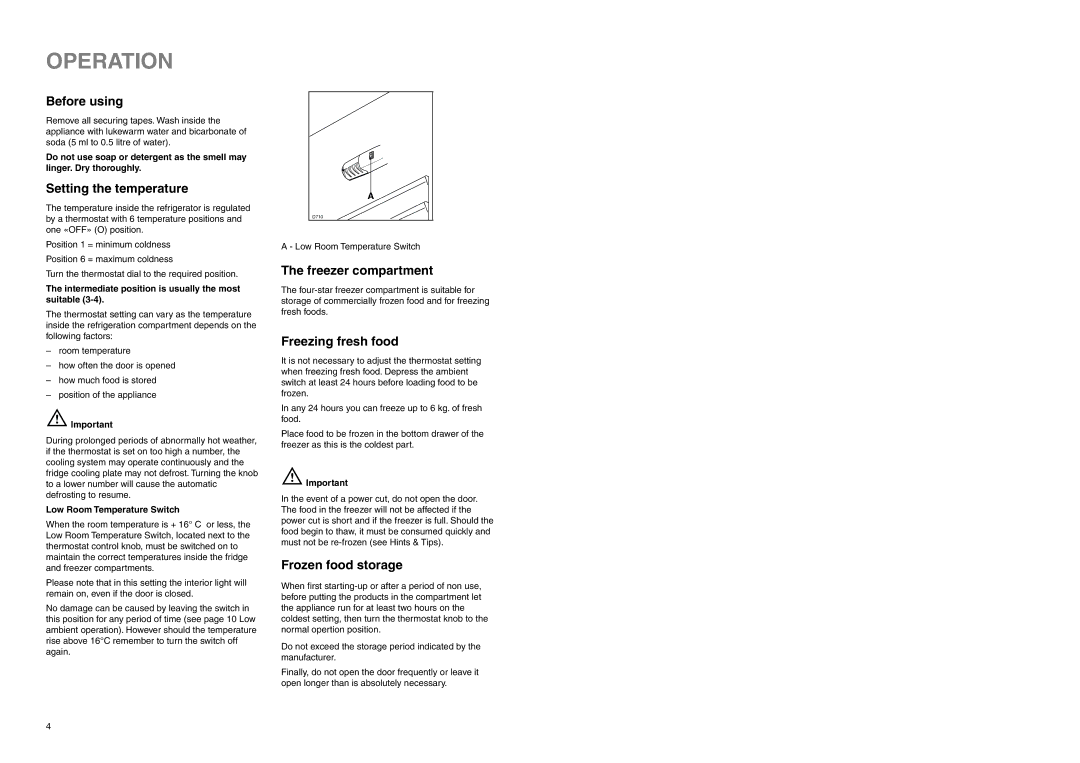 Zanussi 57/3 SI, Z 57/3 W Z manual Operation 