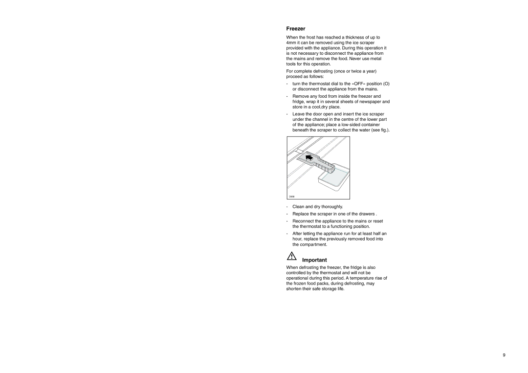 Zanussi Z 57/3 W Z, 57/3 SI manual Freezer 