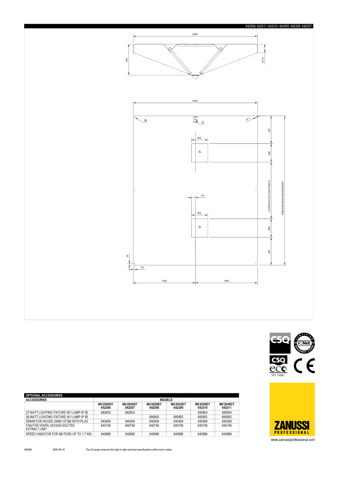 Zanussi 642306, 642307, 642308, 642311, 642310, 642309, MC2036DT, MC2028DT, MC2032DT, MC2020DT, MC2024DT, MC2040DT dimensions Zanussi 