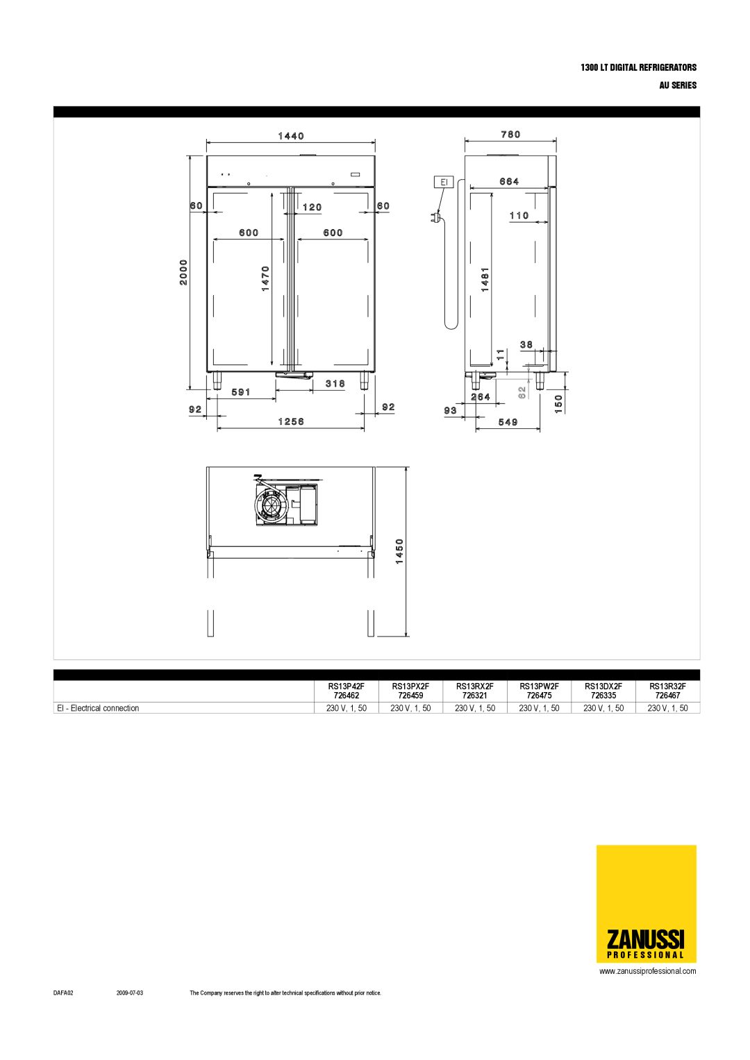 Zanussi 726475, 726335, 726459, 726462, 727157, 726321, 726467, RS13DX2F, RS13R32F, RS13RX4H, RS13PX2F, RS13PW2F, RS13RX2F DAFA02 