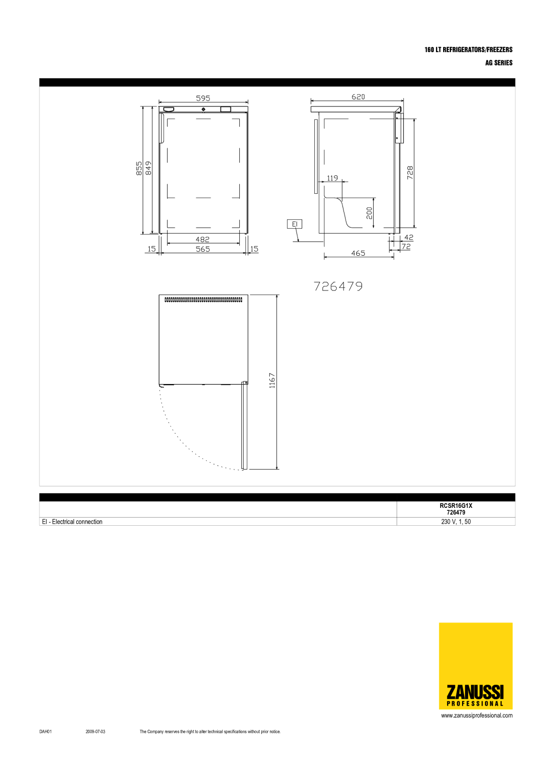 Zanussi 726479, 726481, 726681, 726589, 726588, 726868, RCUR16X1V, RCUR16W1V, RCSF16G1X dimensions RCSR16G1X 