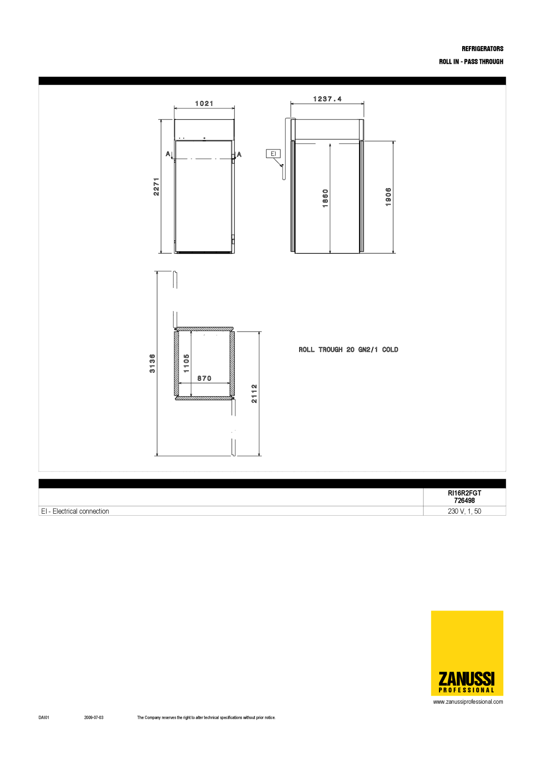 Zanussi RI16R2FT, 726498, 726496, 726497, 726869, 732054, RI16R1F, RIP270, RI16R1G dimensions RI16R2FGT 