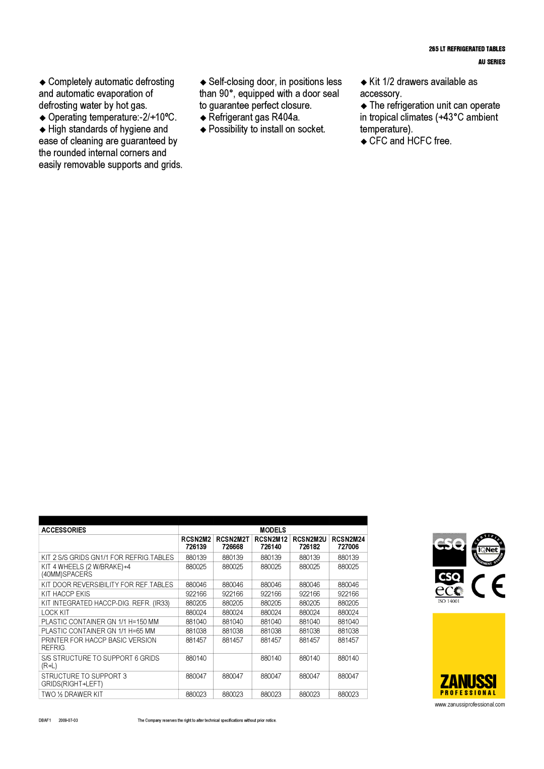 Zanussi 726140, 726668, 726182, 726139, 727006, RCSN2M24, RCSN2M12, RCSN2M2U, RCSN2M2T dimensions Zanussi 