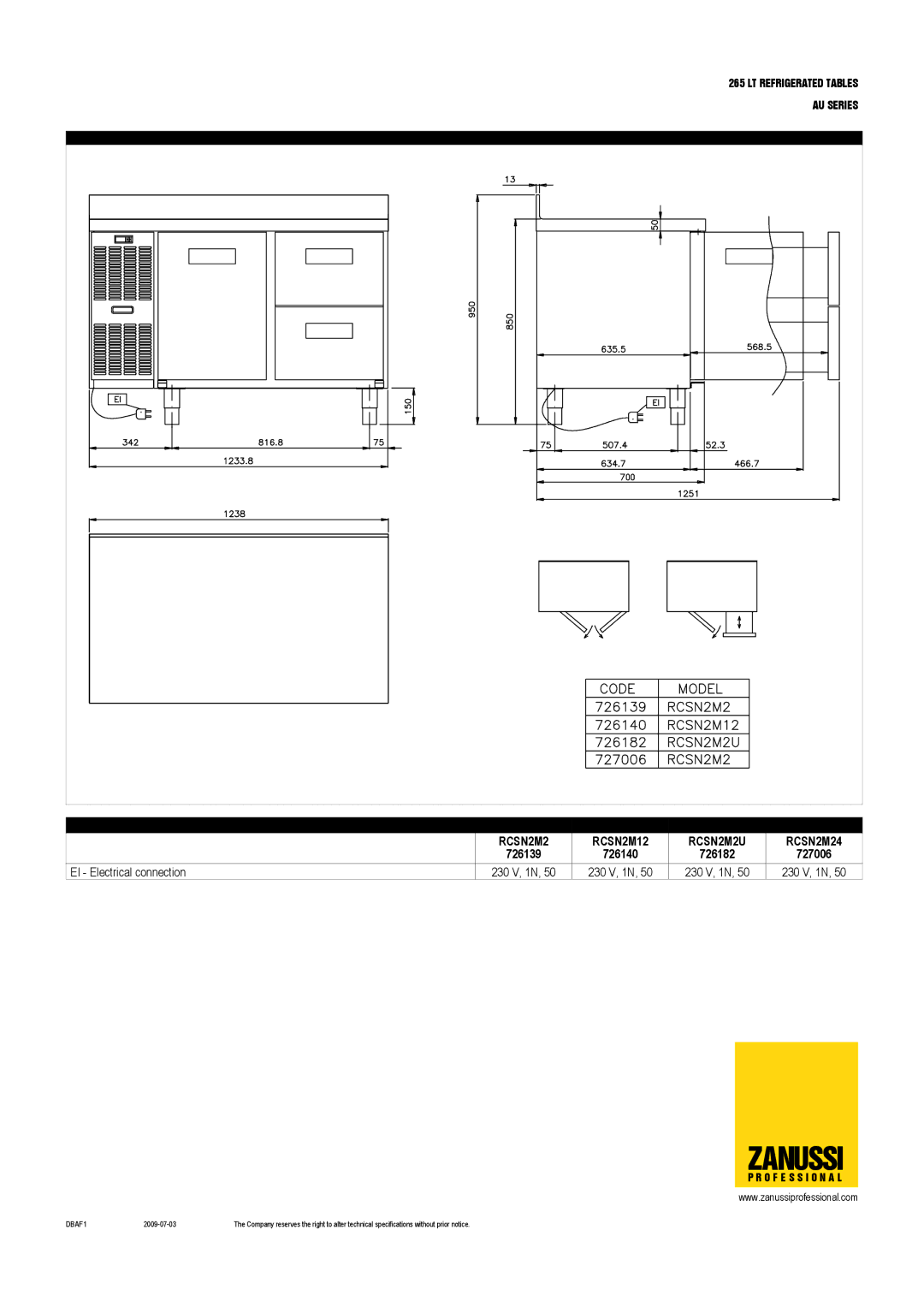 Zanussi 726139, 726668, 726182, 726140, 727006, RCSN2M24, RCSN2M12, RCSN2M2U, RCSN2M2T dimensions Zanussi 