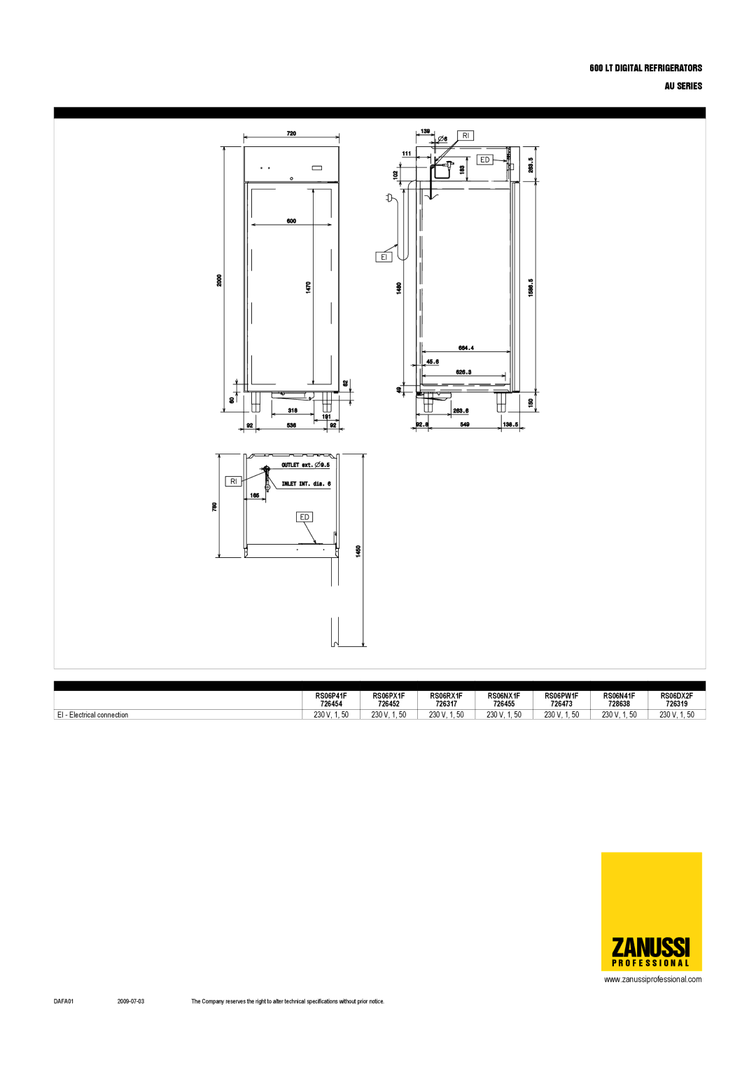 Zanussi 726689, 726452, 727103, RS06RX2H, RS06N41F, RS06NX1F Zanussi, 726454, 726319, 728638, 726473, 726455, 726317 