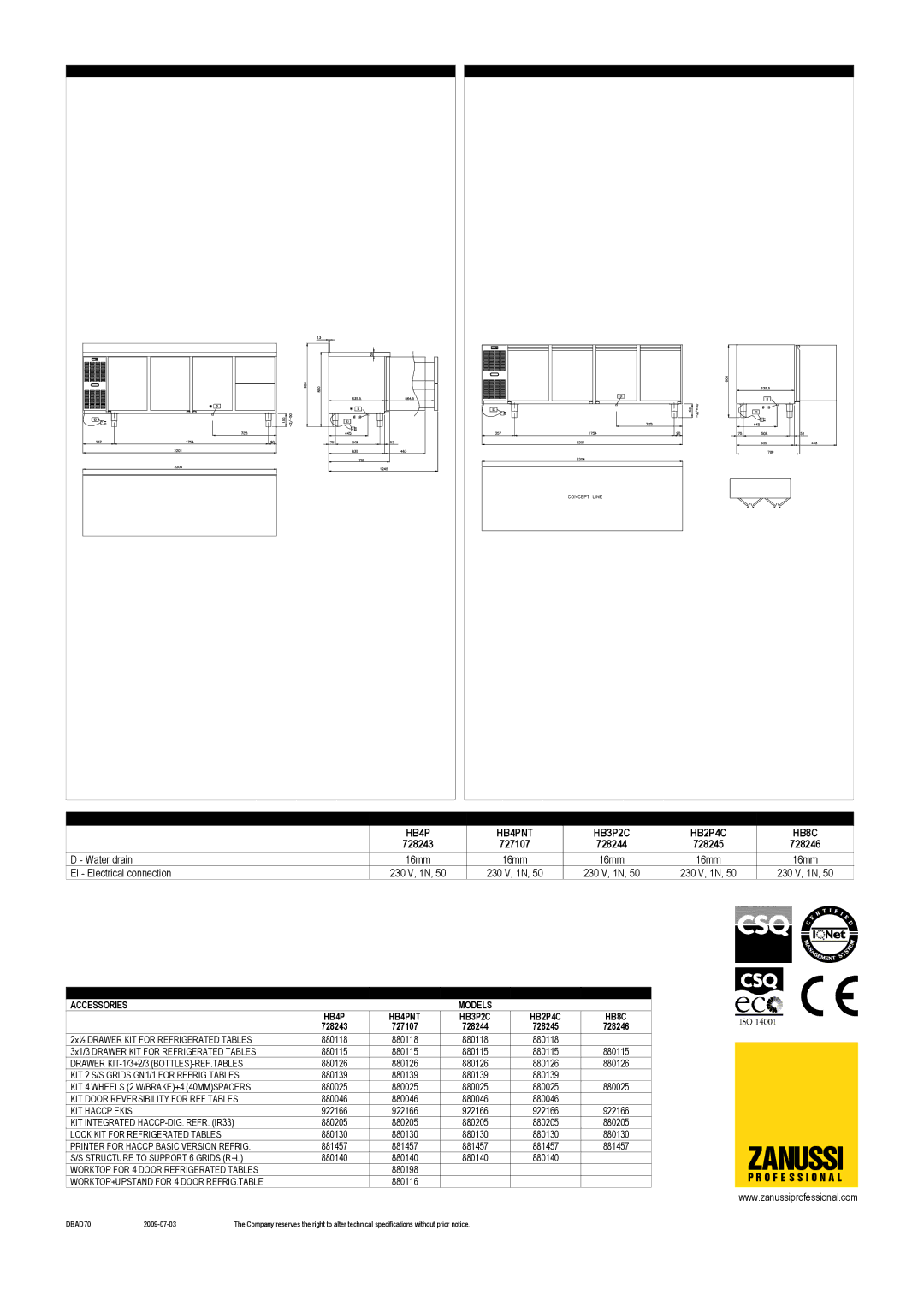 Zanussi 728245, 728244, 728246, 727107, 728243, HB4PNT, HB8C, HB2P4C, HB3P2C dimensions Zanussi 