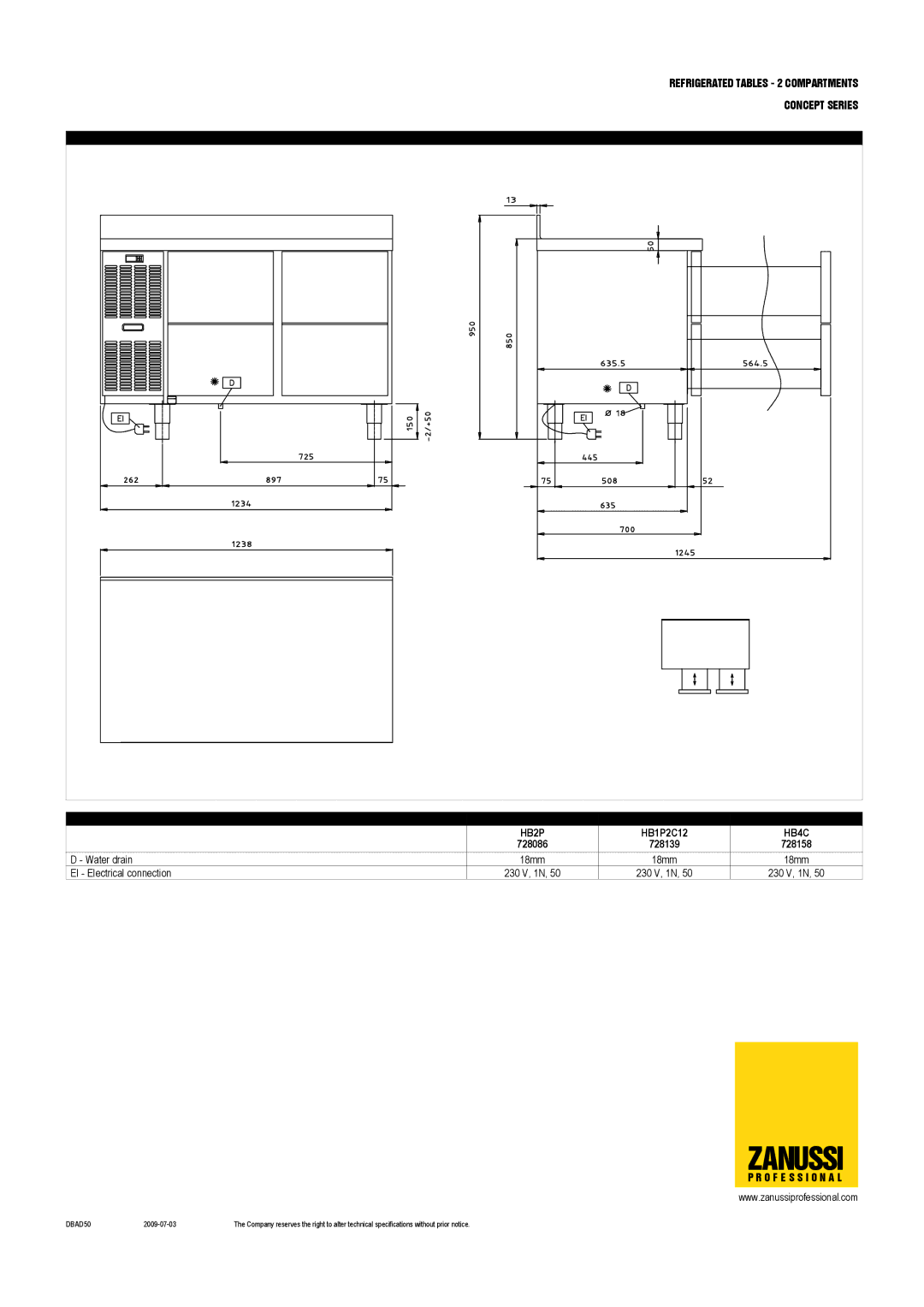 Zanussi 727105, 728302, 728157, 728158, 728139, 728086, HB2PNT, HB1P3C, HB4C, HB1P2C12 dimensions Water drain 