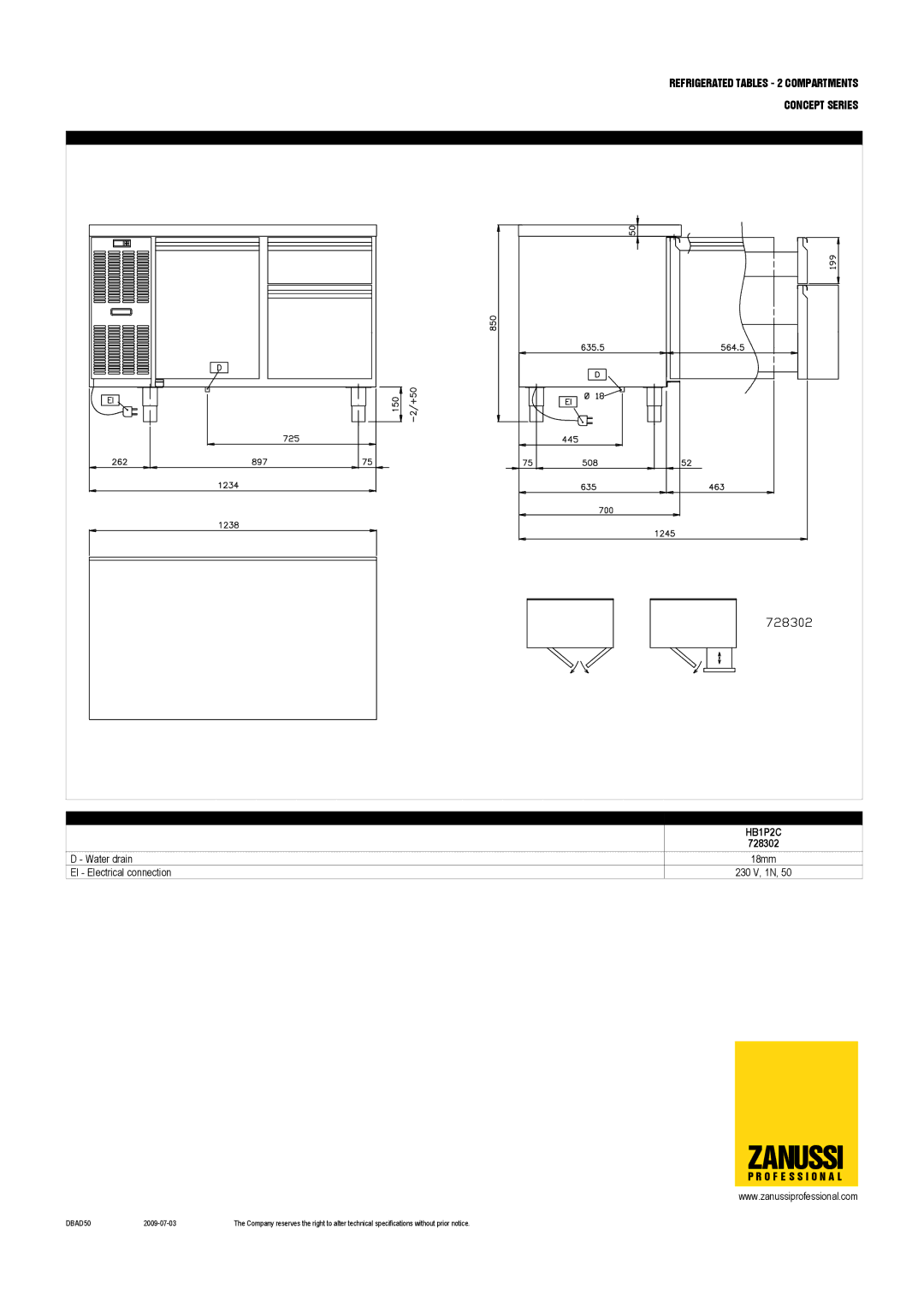 Zanussi 728086, 728157, 728158, 727105, 728139, HB2PNT, HB1P3C, HB4C, HB1P2C12 dimensions 728302 