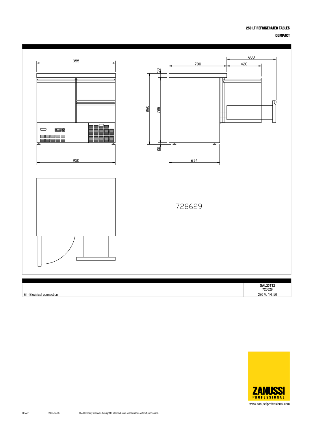 Zanussi 728632, 728631, 728629, 728634, 728633, 728630, SAL25T04, SAL25N12, SAL25N20, SAL25T20, SAL25N04, SAL25T12 dimensions Zanussi 