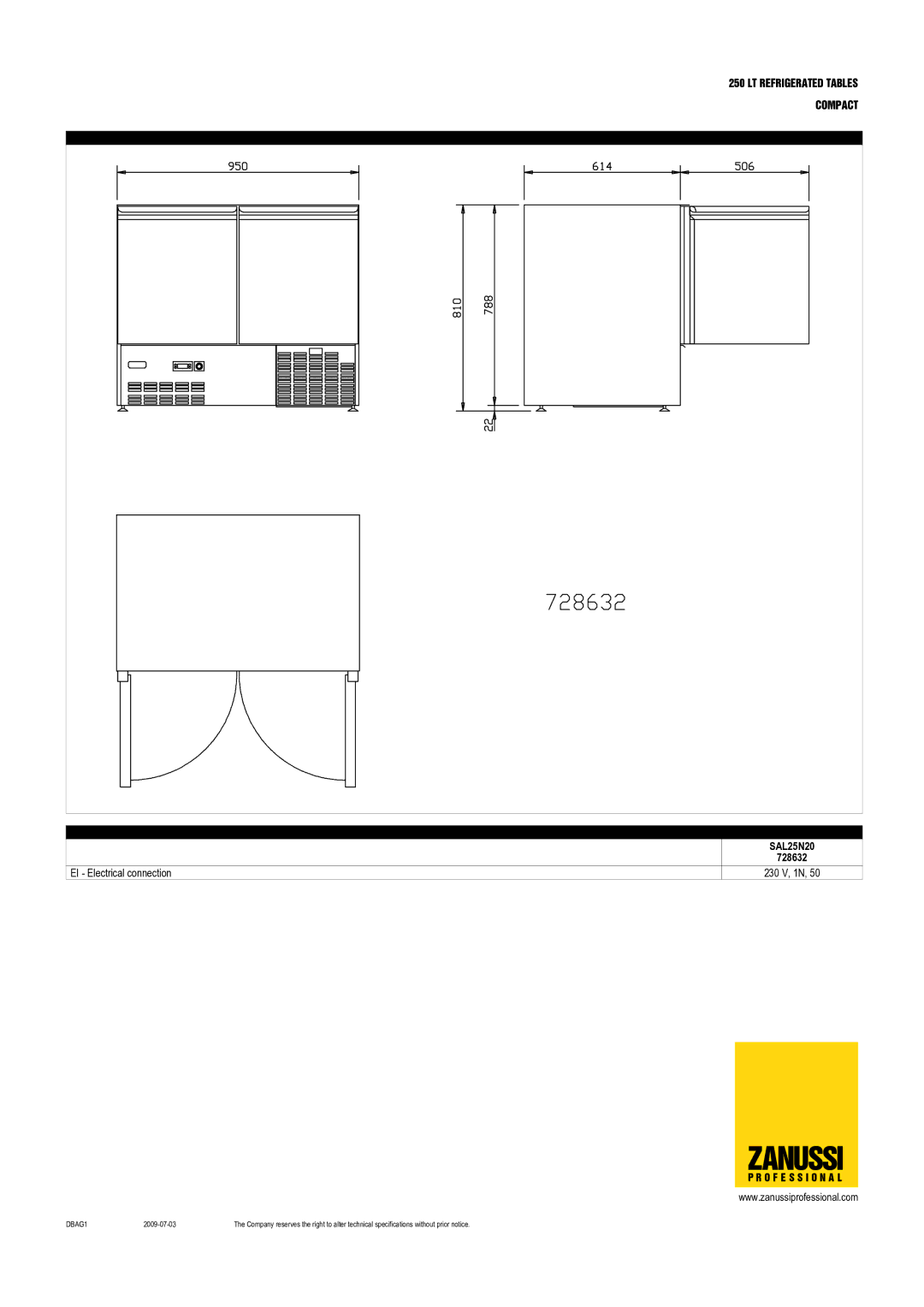 Zanussi SAL25T04, 728631, 728629, 728634, 728633, 728630, SAL25N12, SAL25N20, SAL25T20, SAL25N04, SAL25T12 dimensions 728632 