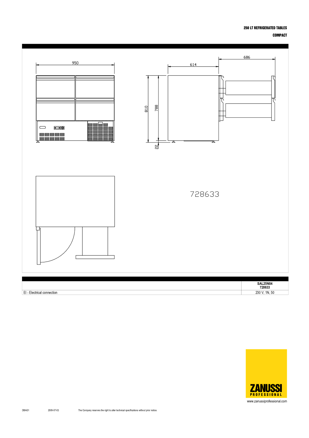 Zanussi SAL25N12, 728631, 728629, 728634, 728632, 728630, SAL25T04, SAL25N20, SAL25T20, SAL25N04, SAL25T12 dimensions 728633 