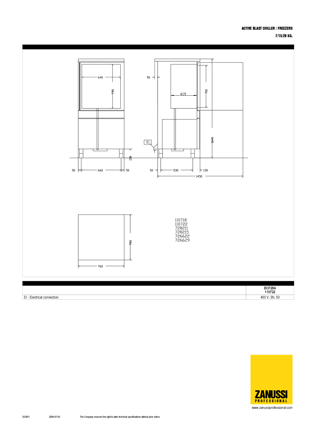 Zanussi 110722, BCF15A, BCF7A, 110781, 110721 dimensions BCF28A 