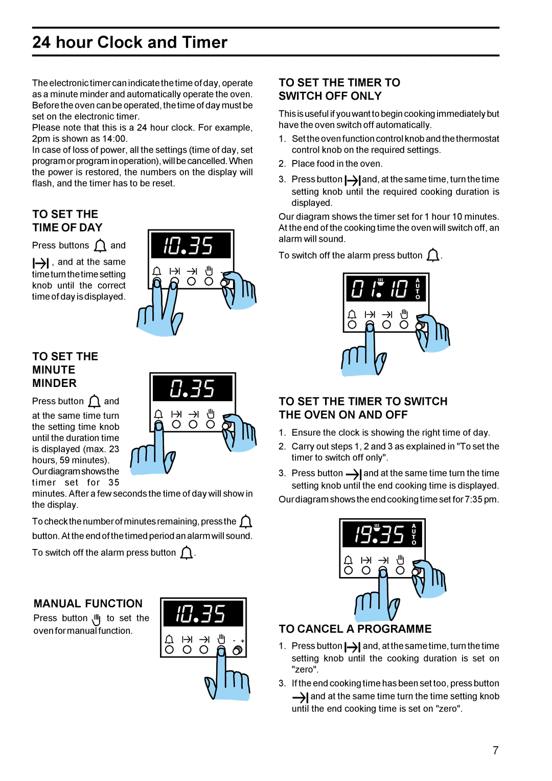 Zanussi BMS 641 - BST 6 manual Hour Clock and Timer, To SET Time of DAY 