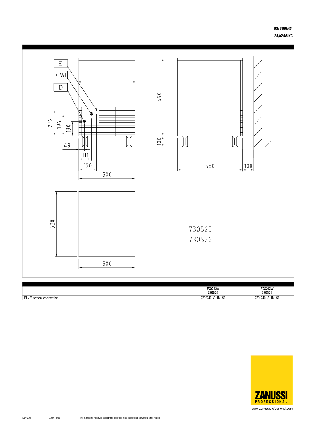 Zanussi CIM50A3, FGC33AS42, CIM38A3, FGC46AS42, CIM38W3, CIM50W3, FGC42W, FGC42A, 730564, 730563, 730557, 730161 730525 730526 