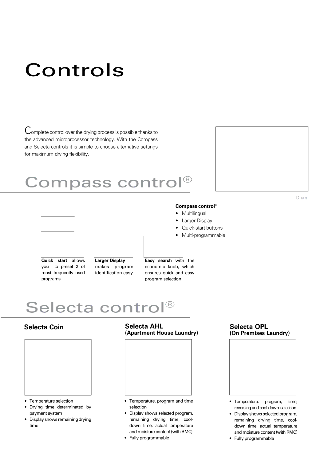 Zanussi Clothes Dryer manual Selecta control, Selecta Coin Selecta AHL Selecta OPL 