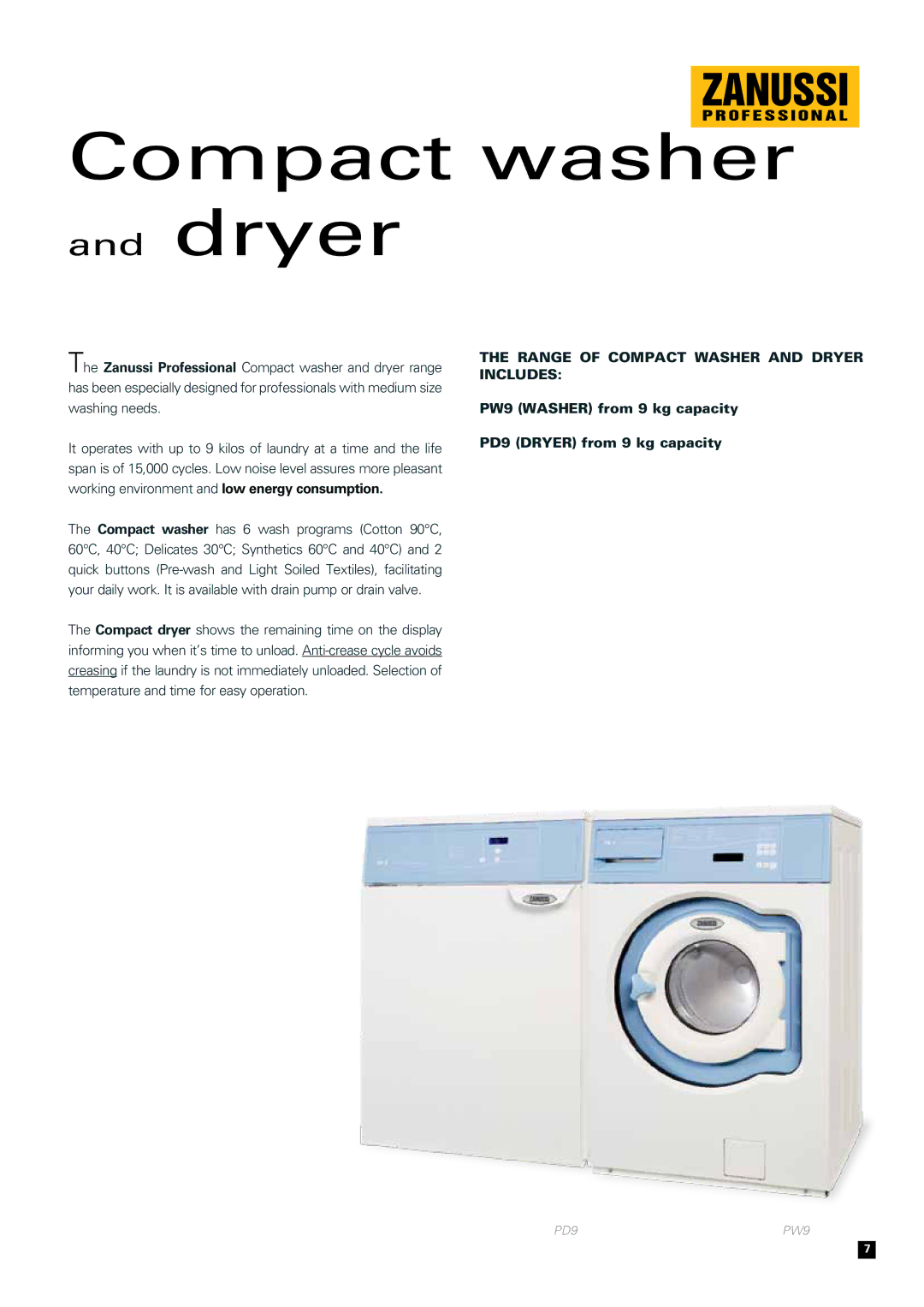 Zanussi Clothes Dryer manual Compact washer and dryer 