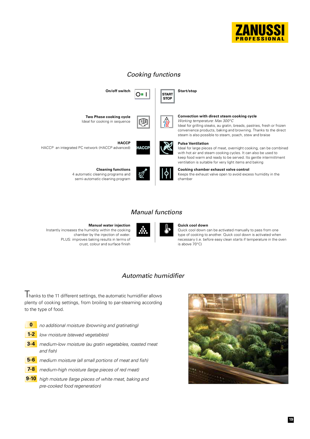 Zanussi Convection Oven manual Automatic humidifier 